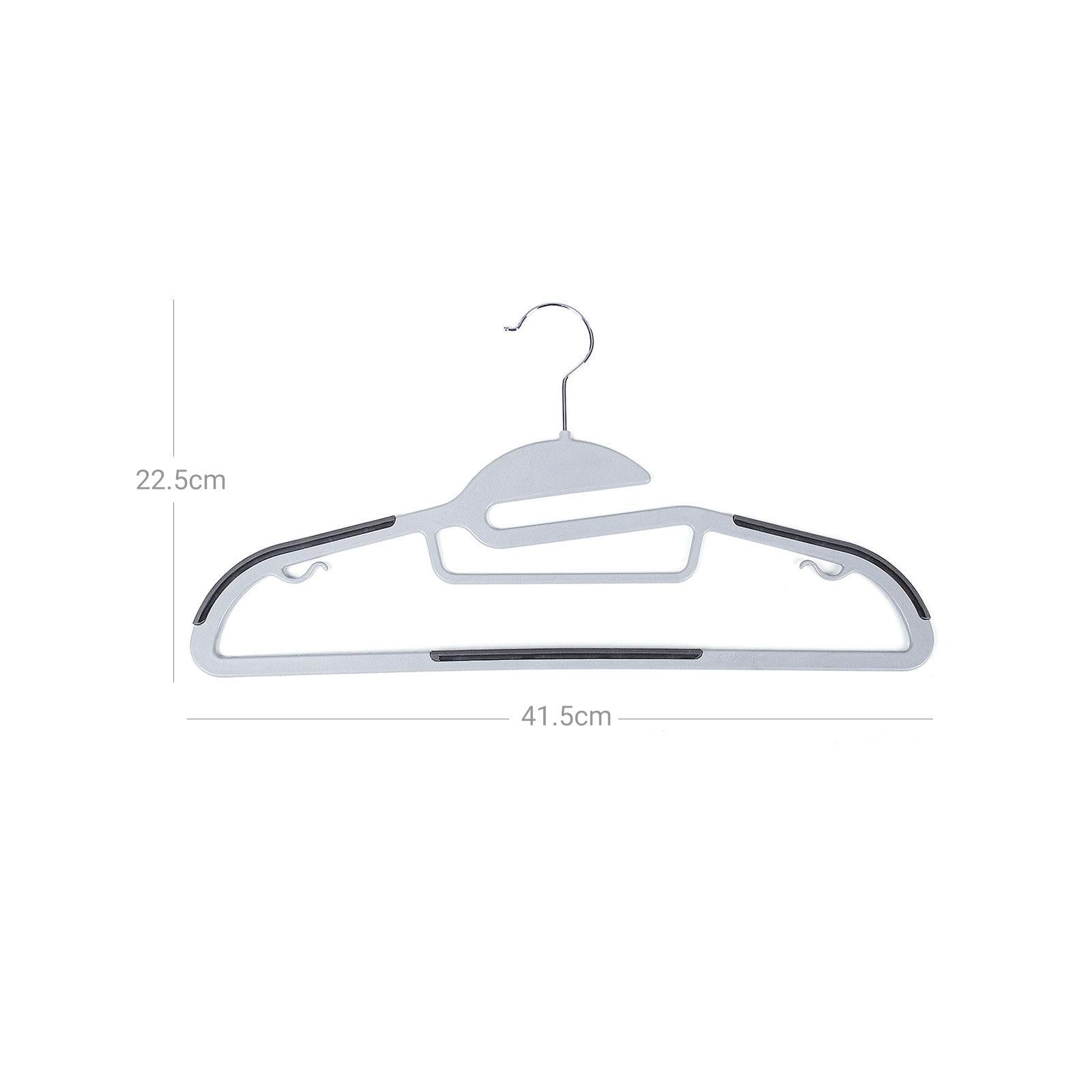 Cintres en plastique lot de 50 bandes antiglisse crochet pivotant à 360° pour vestes chemises écharpes longueur de 41,5 cm gris 12_0003455 - Helloshop26